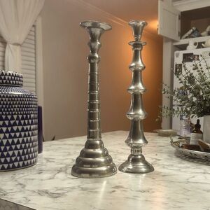 Pier1  Silver Pedestal Candlestick Set of 2